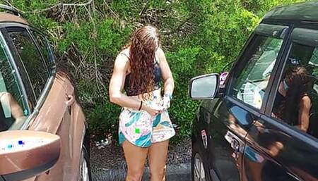 Changing in parking lot