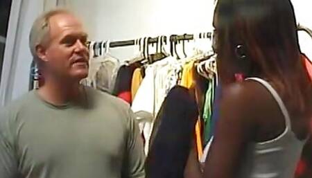 Sexy black supermodel banged by white operator during a photo shoot