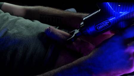 Straight guy cum using massage tool