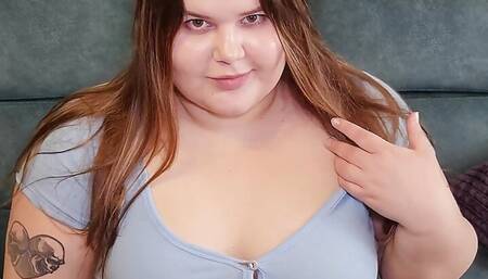 Cute Busty BBW Rips a Crop Top on Her Tits