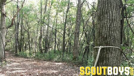 ScoutBoys - Nervous scout barebacked outdoors by DILF Bishop Angus