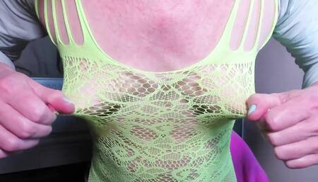 Horny in Green Bodystocking