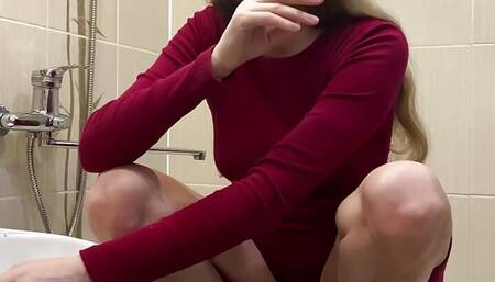 Smoking in the bathroom while squatting