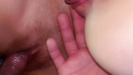 POV threesome amateur two wet pussies ready to be filled with semen