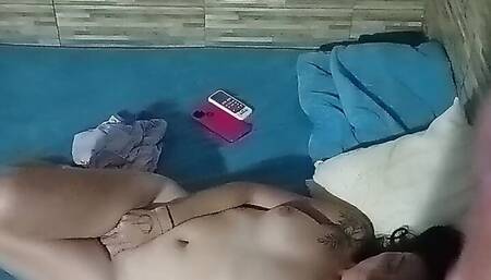 My stepbrother caught me masturbating and cummed watching me from his bed