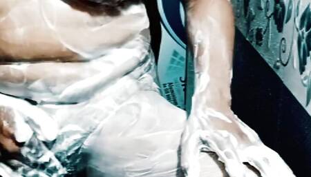 Shawar show boobs malish in bathroom.