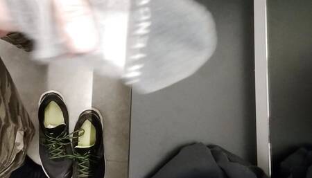Wank in the change room of the sport shop