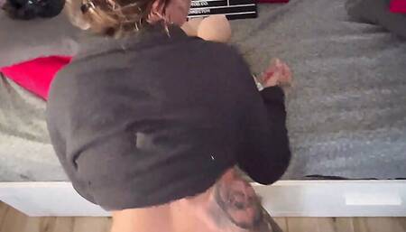 While jerking off to Tantaly I get CAUGHT by my girlfriend who wants to take my cock