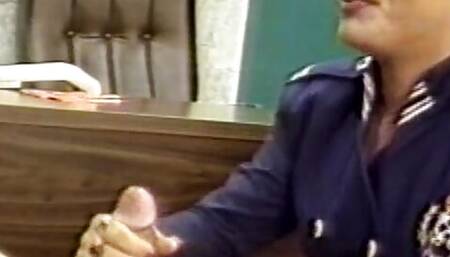 Police officer pounded on the table in her office