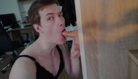 Sissy Sucking Dildo Wigless