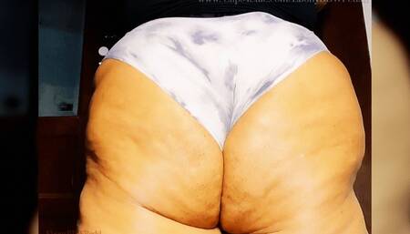 BBW panties create a deep wedgie