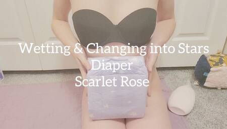 Wetting and Changing into Stars Diaper