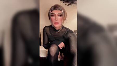 Cute Ts Girl Teasing in black underwear