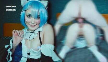 Cat girl Rem seduced Subaru to fuck her tight holes - Anal Cosplay Re Zero Spooky Boogie