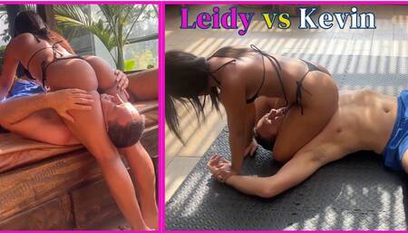 Bubble Butt and Thick Thighs Squeeze Him Into Submission - Competitive Scissor Challenge Wrestling