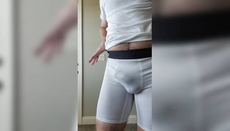 Striptease in Tight White Boxers Showing My Man Pussy