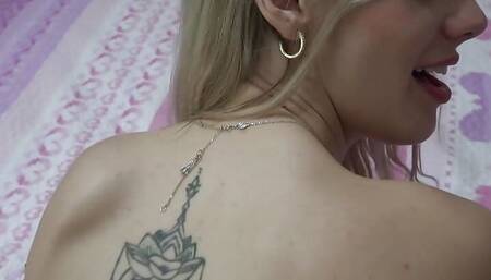 Emily Jade next door babe sucks cock and rides until she gets a creampie then pees