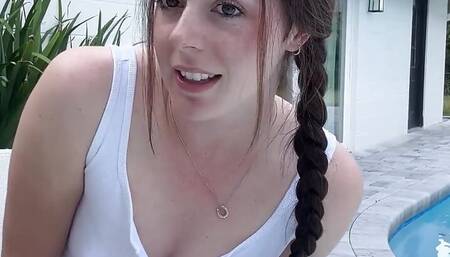 Step Sis Brings Her Vibrator Out to the Pool and Convinces You to Cum Together in Secret