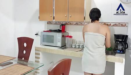 I'm Left Alone with My Stepsister and We End up Fucking Hard in the Kitchen.