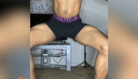Naked Work Out in the Living Room
