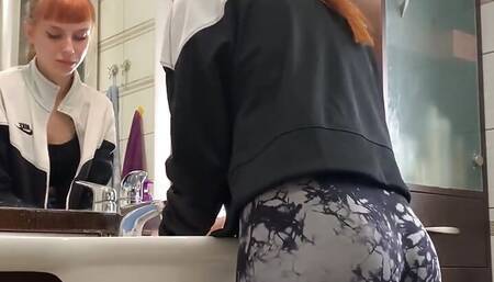 Slave Cleans Mistress Kira's Ass with Tongue After Gym - Rimjob Femdom