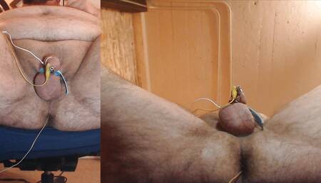 Dripping precum then shooting a bit load through my hollow sound while estimming