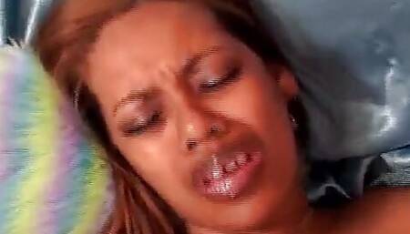 Tattooed Black Woman Gets Her Bush Rammed by a Guy with Huge Dick