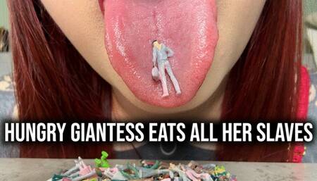 Hungry Giantess Eats All Her Slaves