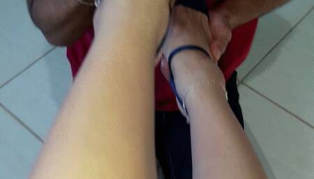 Delicious footjob and toe suck