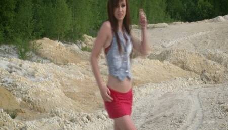 817 Dominika Diamond in kaolin quarry nude