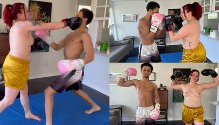 Lizzy VS X-man Topless Boxing