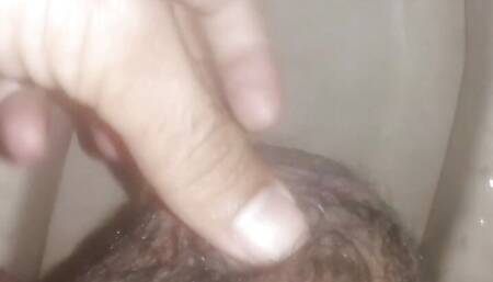 Small cock show hairy handjob piss