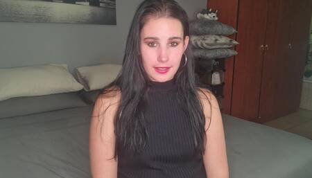 Chubby slut talking dirty and giving hands free jerk off instructions