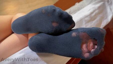Holey Sock Foot Tease with Sole and Toe Wiggling