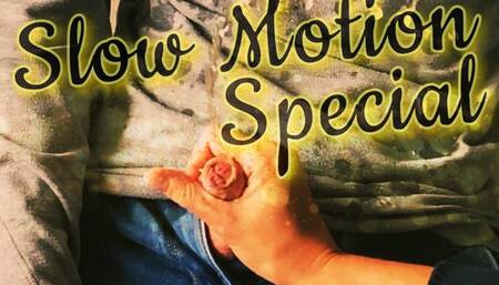 High pressure piss stream while she’s jerking his nice cock (slow motion special)