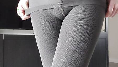 Grey Pantyhose over Black Lycra