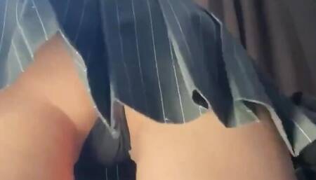 Slutty Student Chooses a Sexy Outfit to Wear to University. Skirt Teaser