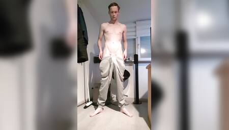 skinny teen boy strips naked and shows off body
