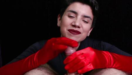Cum on Red Opera Gloves