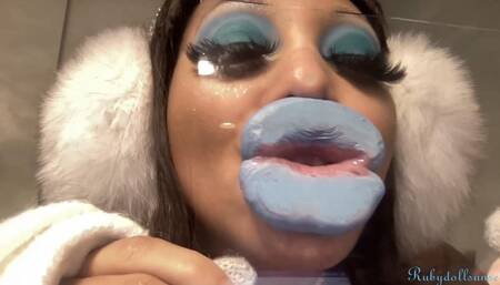 RubyDollLipz's XL Doll Lips Lt Blue Glass Kisses