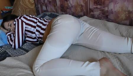 Erika rests and pees her pants