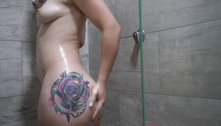 I was taking a shower, but I ended up masturbating