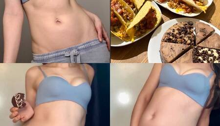 Taco Tuesday Baby! Watch me stuff my belly with a tacos and cheesecake until it's big enough for you to cum on ;)