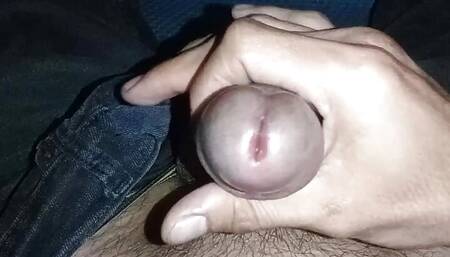 Sporty guy jerks off cock