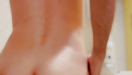 Horny slut shows hole, drinks piss and jerks off