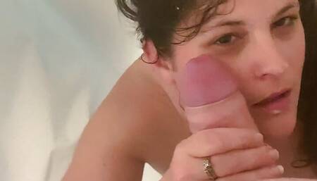 Sister-in-law seduces husband, sucks dick in shower, cumshot facial