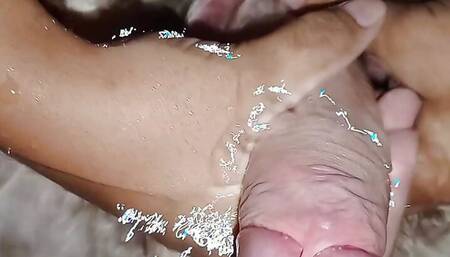 Hot sexy dick admiration in the bathtub