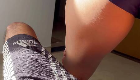 hot neighbor in gym shorts