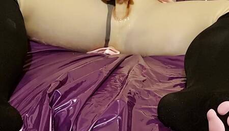Rubber pussy fucked with dildo