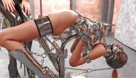 Slave in Metal Bondage